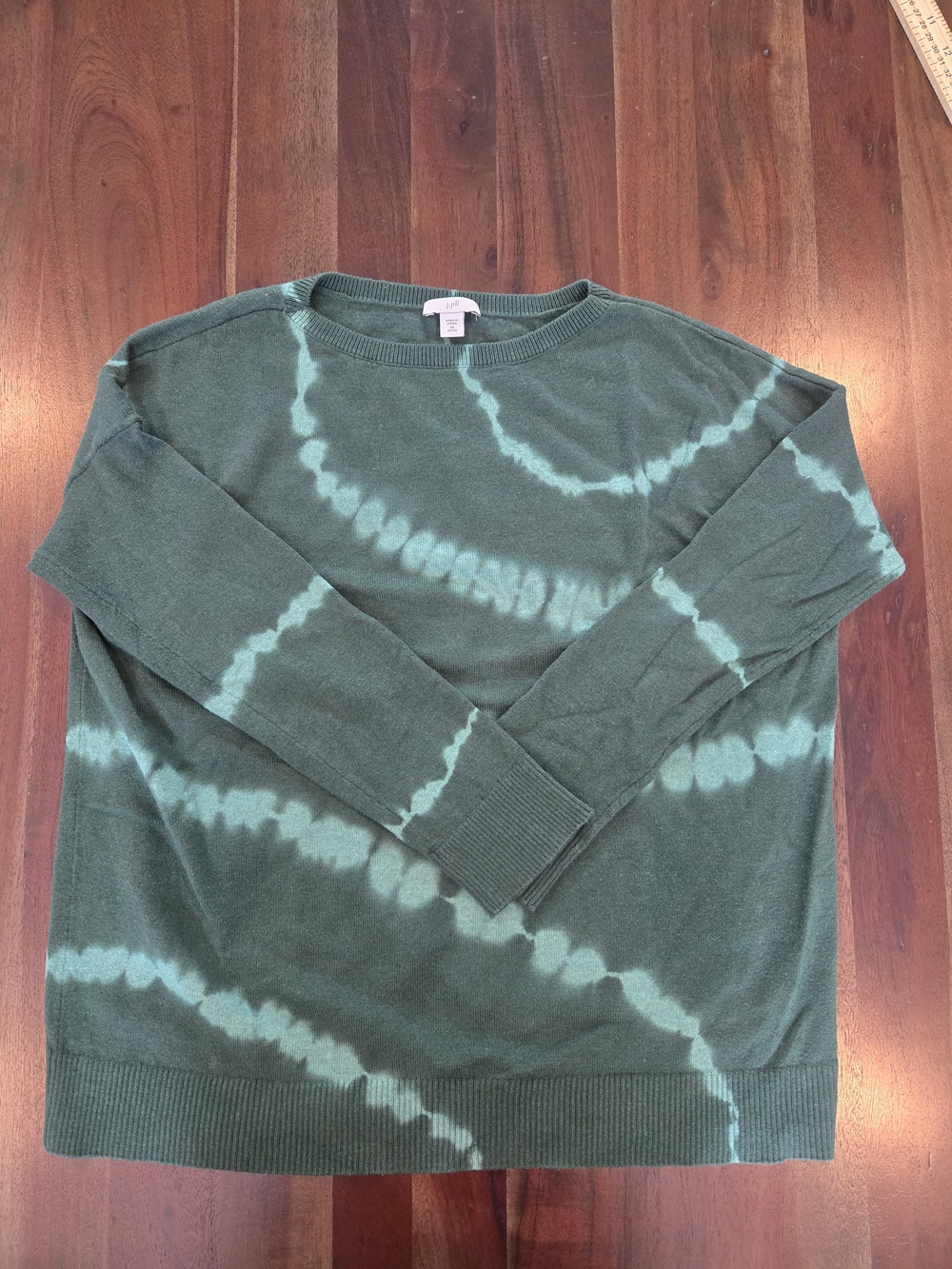 J. Jill Oversized Green Tie-Dye Crewneck Sweater